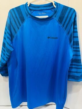 Boys Columbia L 14/16 Sun Protection Blue Performance 3/4 Length Sleeve Shade